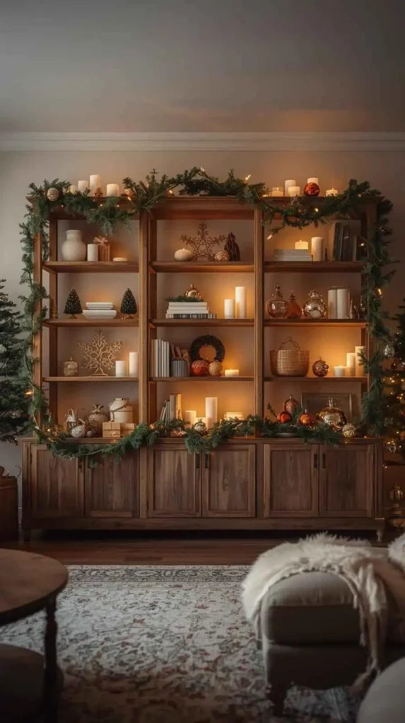  Wooden Shelves with Seasonal Decor