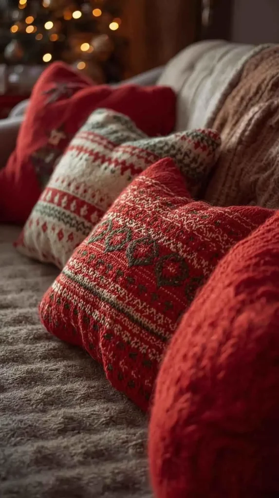 25 Christmas Home Decor DIY Ideas to Add Charm and Warmth 17 Upcycled Sweater Pillows Christmas Home Decor DIY