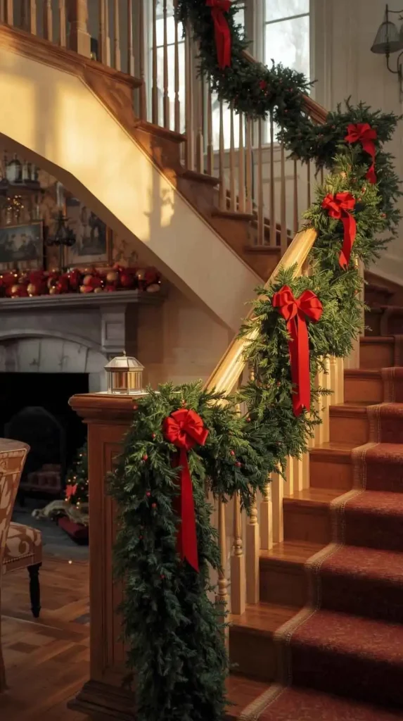 Green Garlands with Red Ribbons