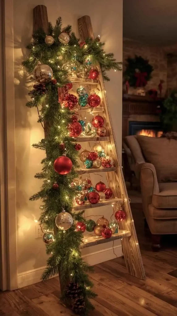 25 Christmas Home Decor DIY Ideas to Add Charm and Warmth 18 Rustic Ladder Tree Christmas Home Decor DIY