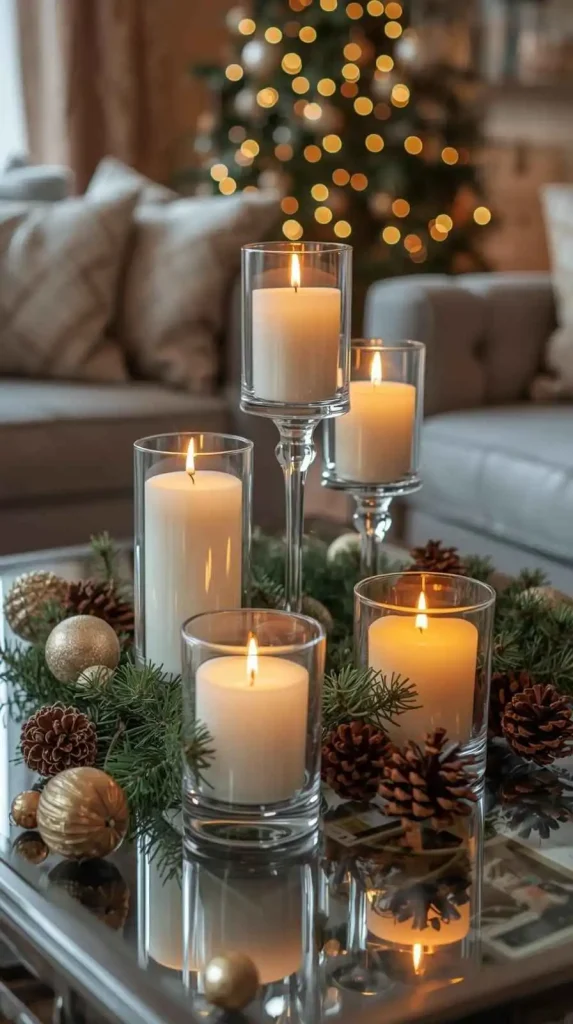  Candles in Glass Holders on Coffee Tables