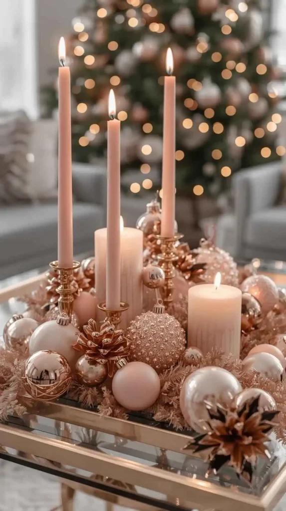 Pink and Gold Coffee Table Decor