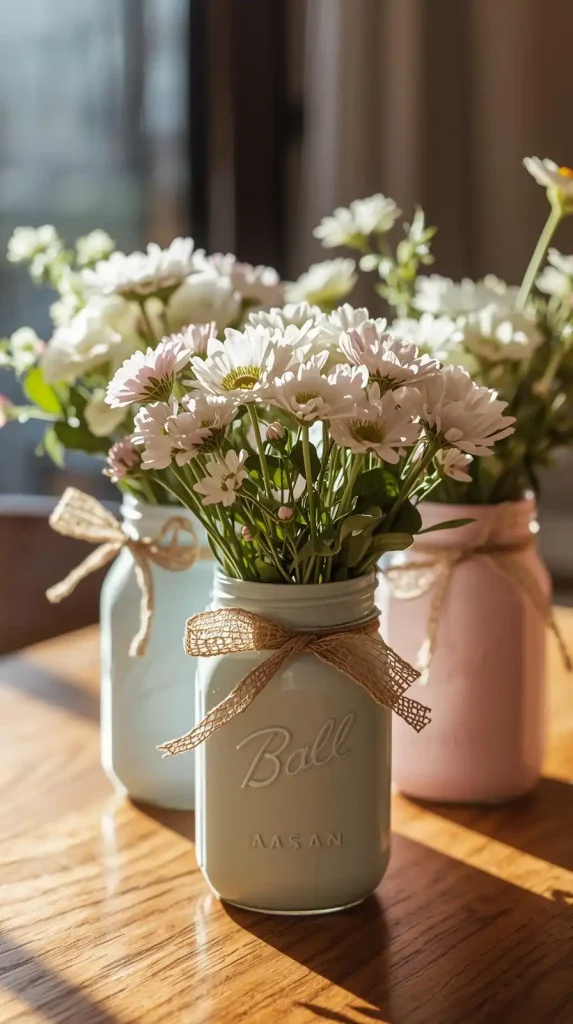 25 Cute DIY Home Decor Ideas to Brighten Your Space 2 Mason Jar Flower Vases
