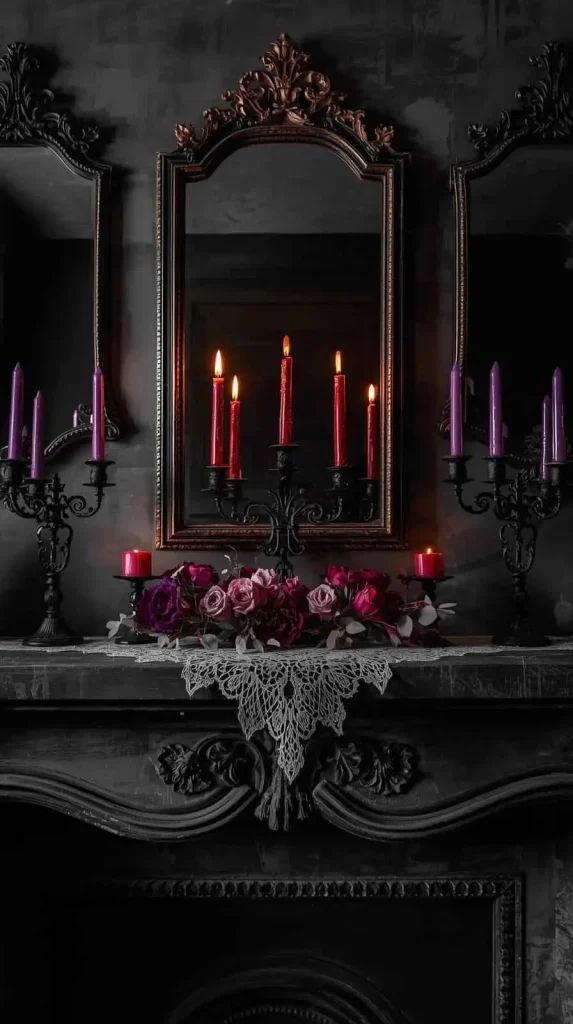 1. Moody Gothic Candle Mantel