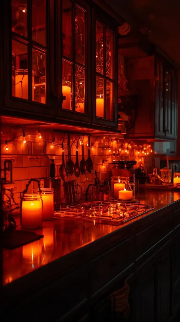 23 Best Halloween Home Decor Kitchen Ideas for a Spooky-Chic 2025 2 Moody Lighting Switch