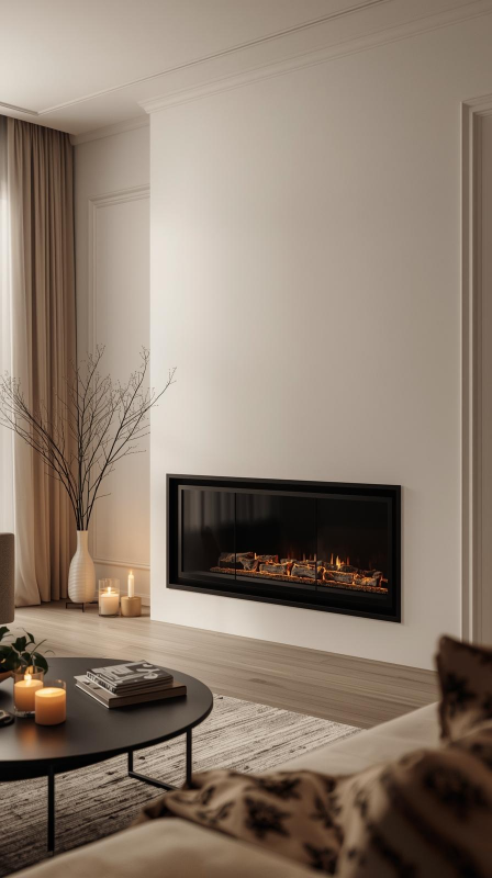Black Fireplace with Minimal Decor