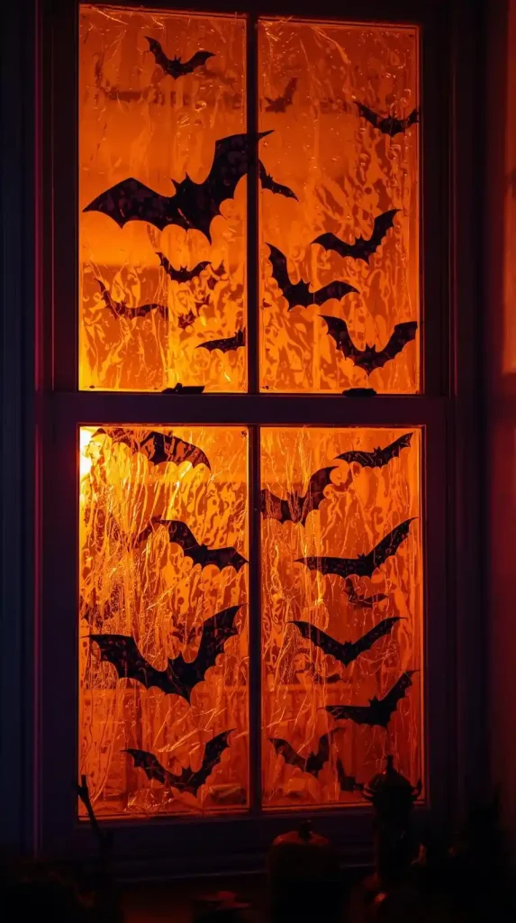 17 Iconic 2000s Halloween Home Decor Ideas for a Retro-Spooky Comeback 11 Bubble Wrap Window Silhouettes