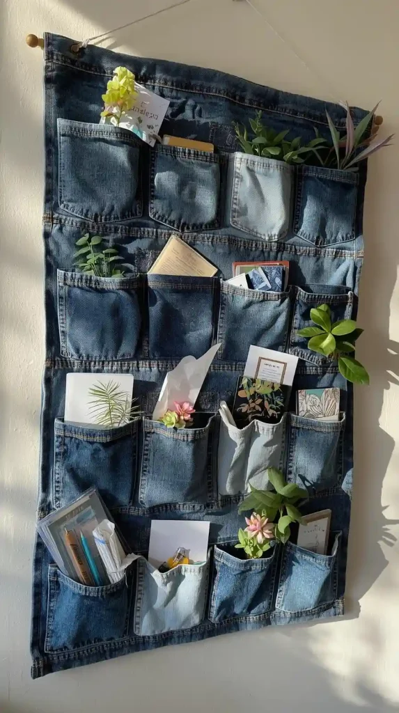 18 DIY Home Decor from Waste Materials | Creative & Eco-Friendly Projects 11 Old Jeans Wall Hanging
