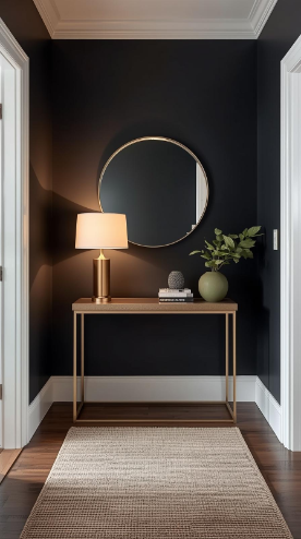 20 Dark Home Decor Ideas for Small Spaces | Cozy & Elegant Style 11 Small Entryway with Charcoal Paint