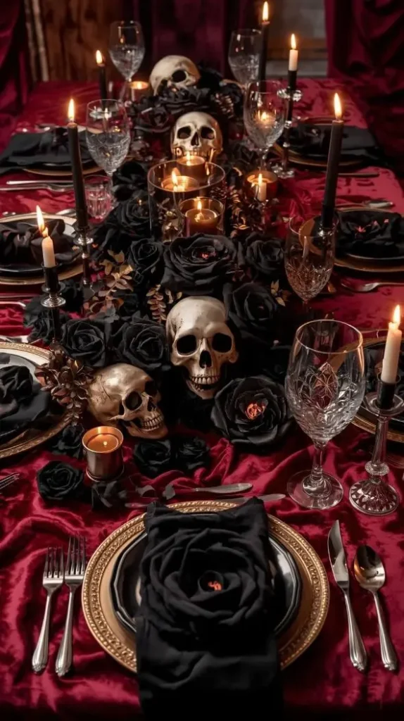 10. Velvet Skull Tablescape