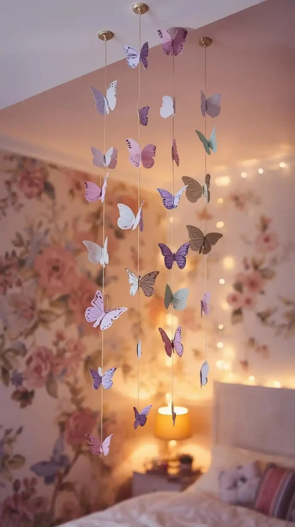25 Cute DIY Home Decor Ideas to Brighten Your Space 12 Hanging Paper Butterflies