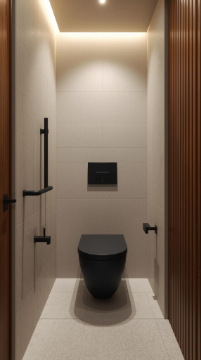 20 Dark Home Decor Ideas for Small Spaces | Cozy & Elegant Style 12 Matte Black Fixtures in Compact Bathroom