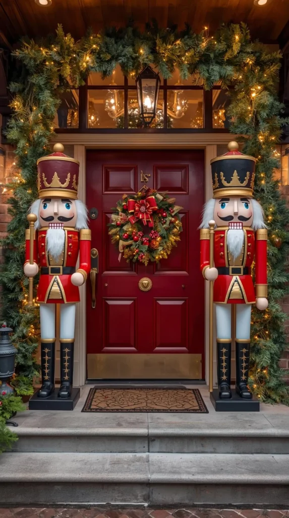 30 Best Christmas Home Decor outdoor Ideas for a Festive Look 12 Nutcracker Statues for a Grand Christmas Entrance