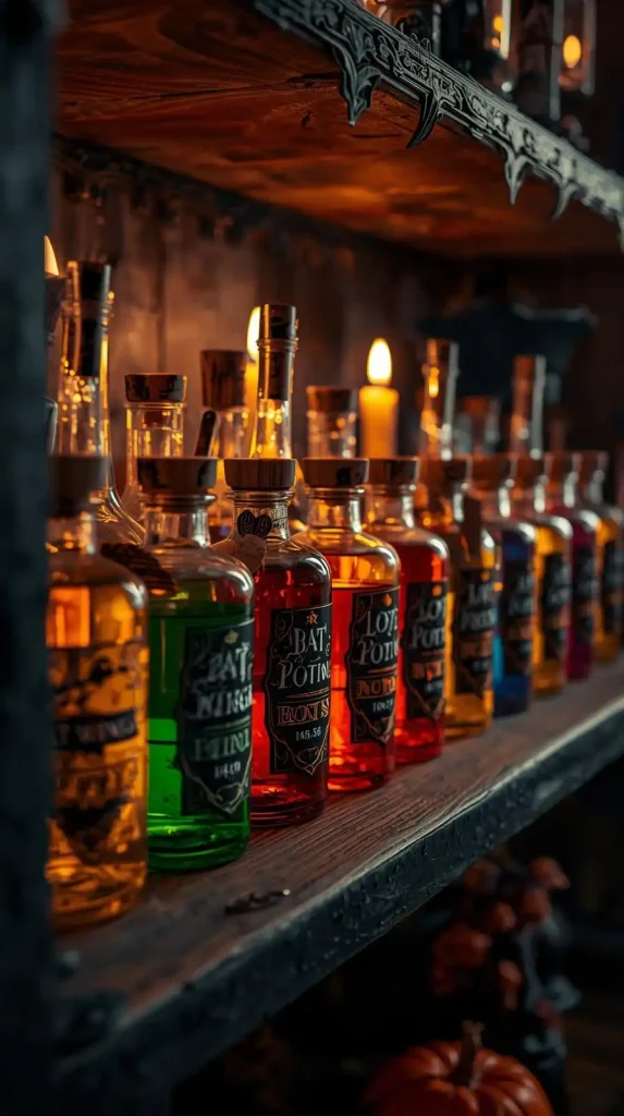 23 Best Halloween Home Decor Kitchen Ideas for a Spooky-Chic 2025 13 Potion Bottles & Labels