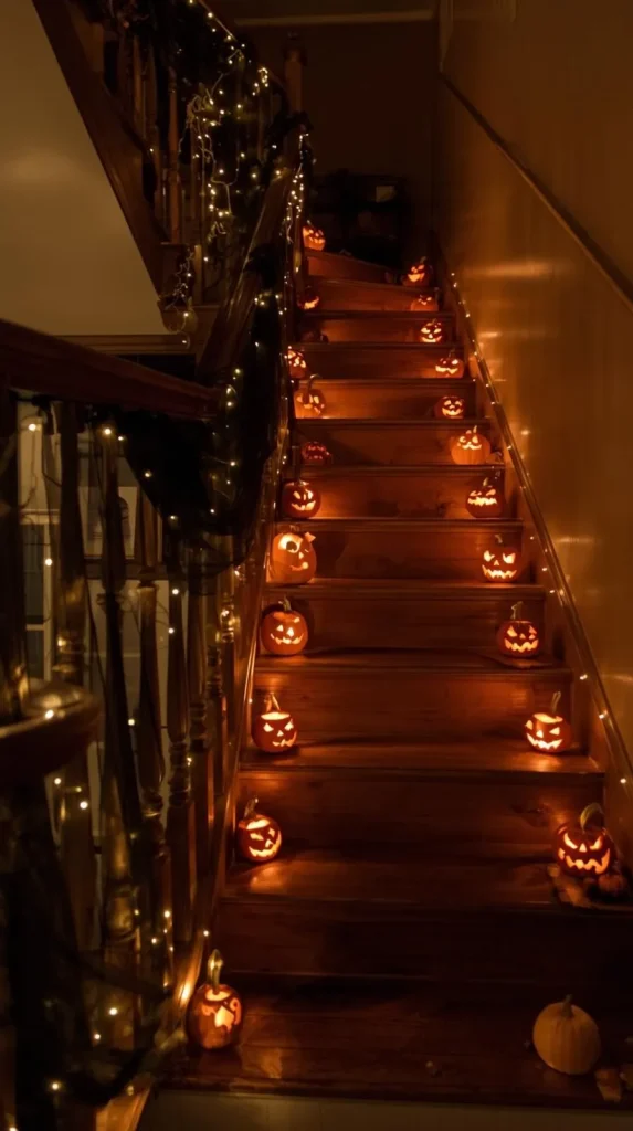 25 Halloween Home Decor Inspo for a Spooky, Stylish Season 13 Pumpkin Staircase Glow