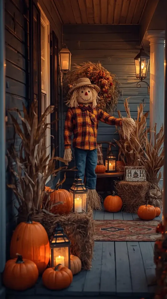15 Halloween Home Decor Outdoor Front Porch Ideas 2025 13 Scarecrow Guardian Display