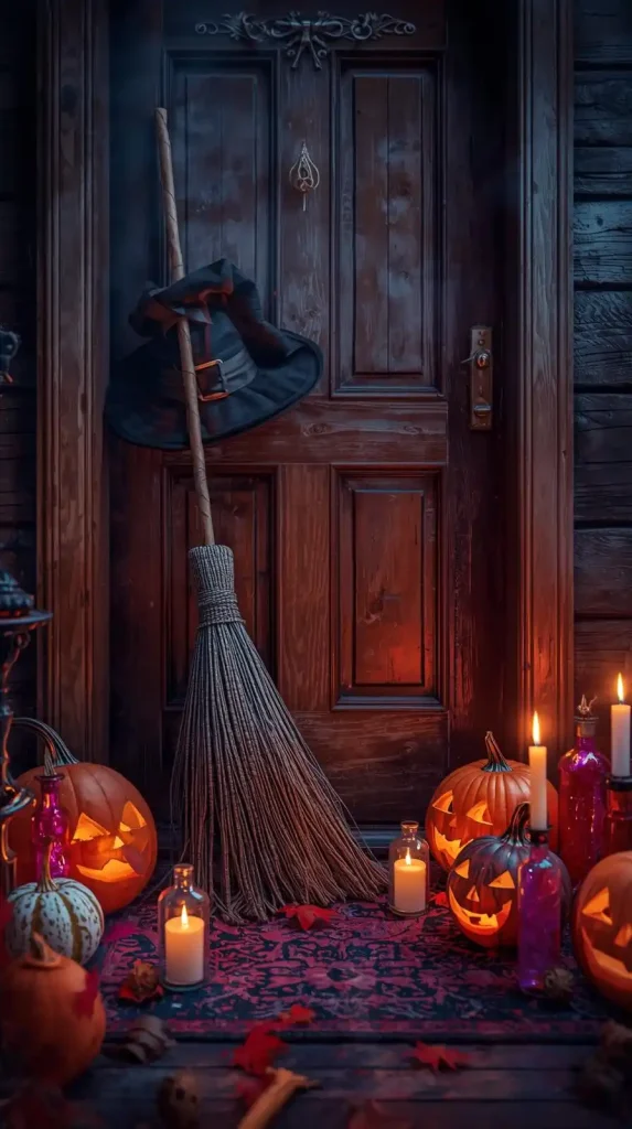 Witch Broom and Hat Display