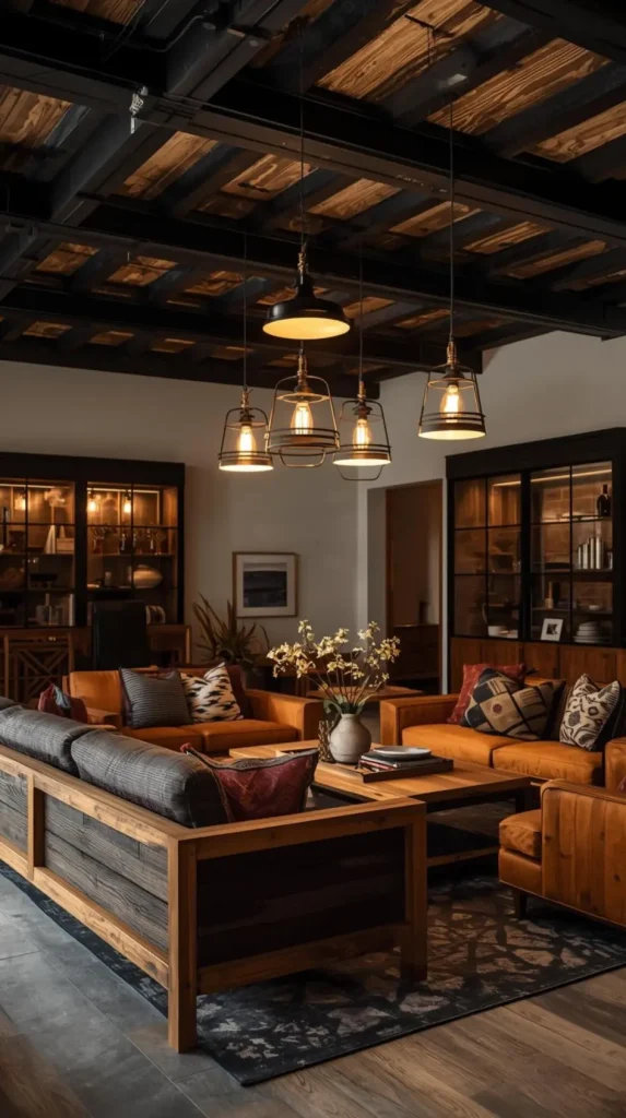 30 Dark Home Decor Ideas for a Bold & Modern Aesthetic 14 Black Ceiling Beams for Rustic Charm