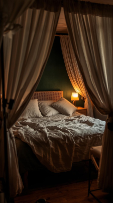 20 Dark Home Decor Ideas for Small Spaces | Cozy & Elegant Style 14 Forest Green Bedroom with Beige Textiles