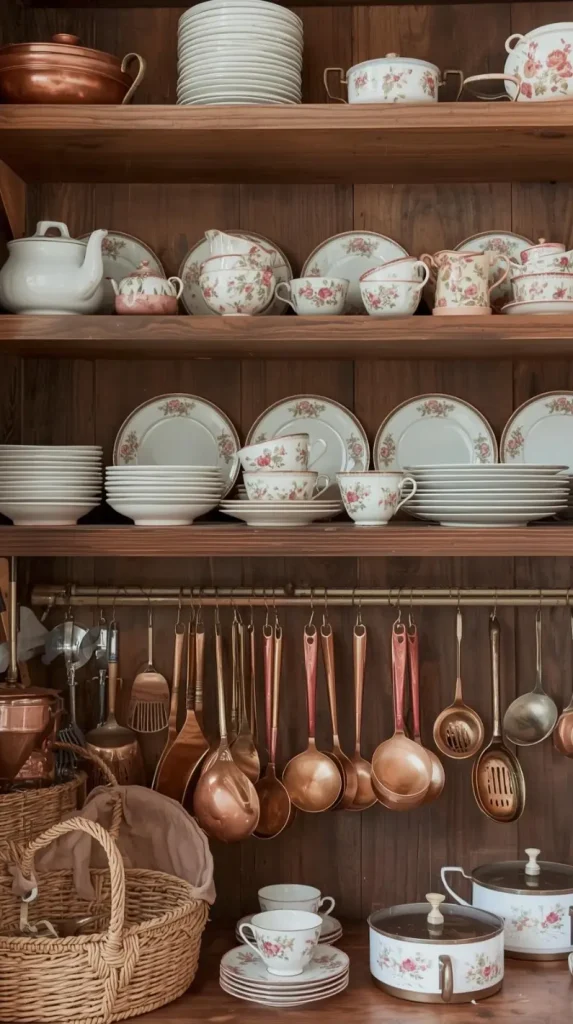 22 Antique Home Decor Ideas for a Timeless Vintage Look 14 Retro Kitchenware and Crockery Displays