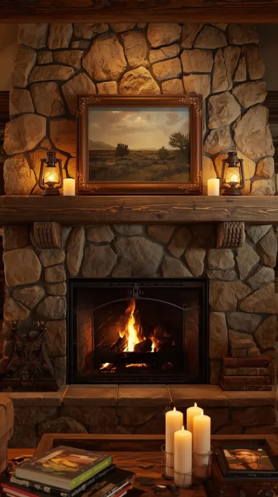  Rustic Stone Fireplace Mantel