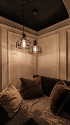 20 Dark Home Decor Ideas for Small Spaces | Cozy & Elegant Style 15 Black Ceiling with Warm Lighting.webp