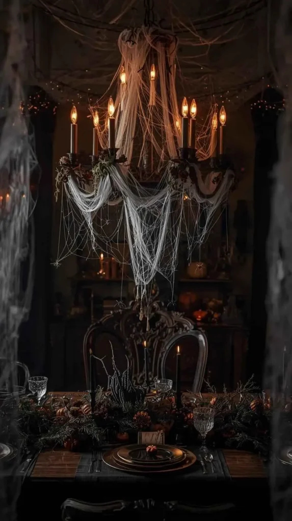 14. Cobweb-Covered Chandelier