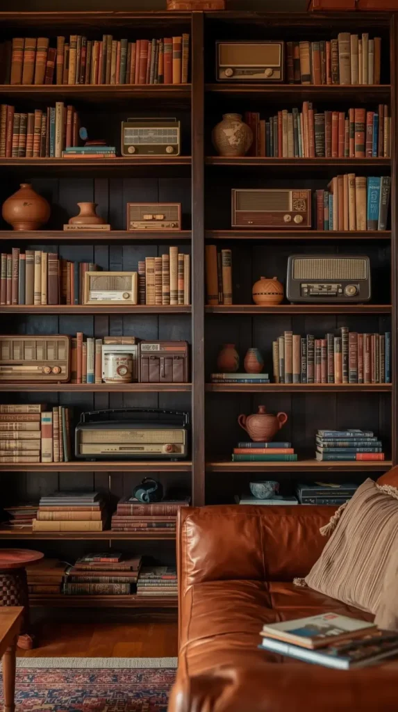  Rustic Bookshelves with Retro Items