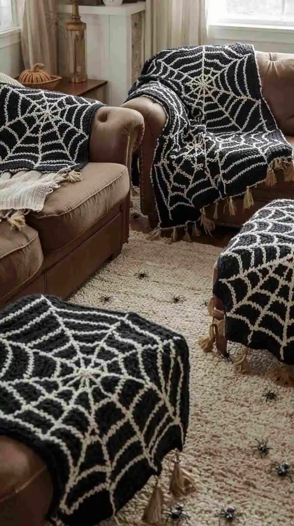 Spider Web Throw Blankets