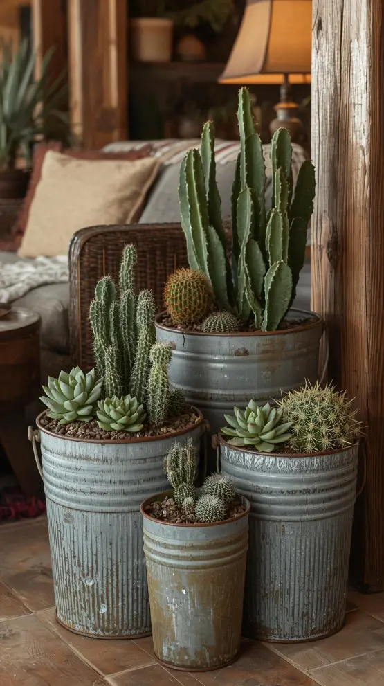 Upcycled Metal Bucket Planters