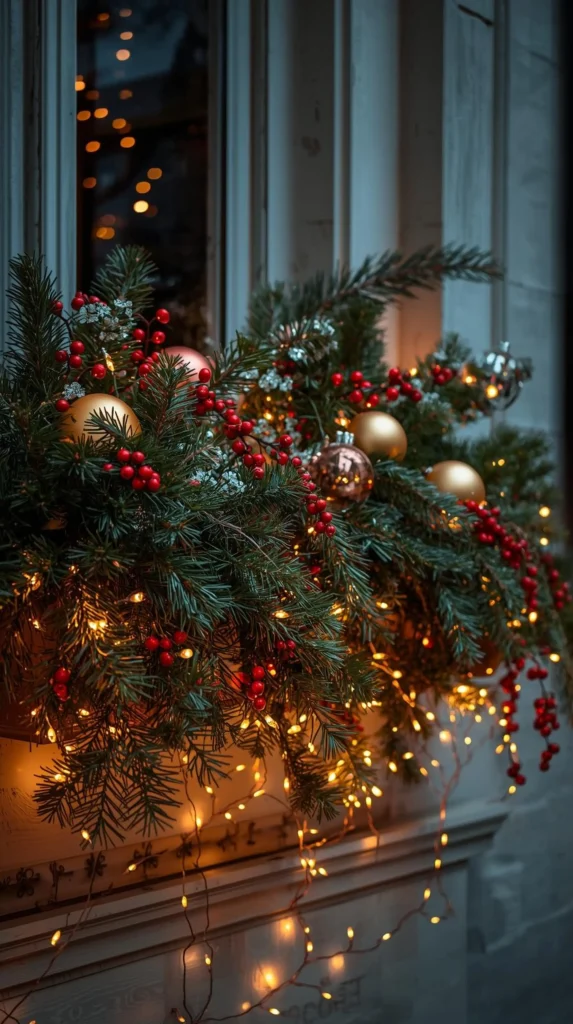 30 Best Christmas Home Decor outdoor Ideas for a Festive Look 16 Holiday Window Boxes with Greenery and Ornaments