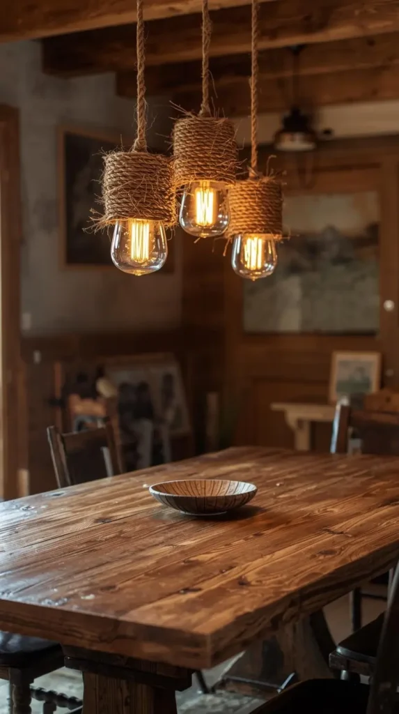 Rope-Wrapped Pendant Lights