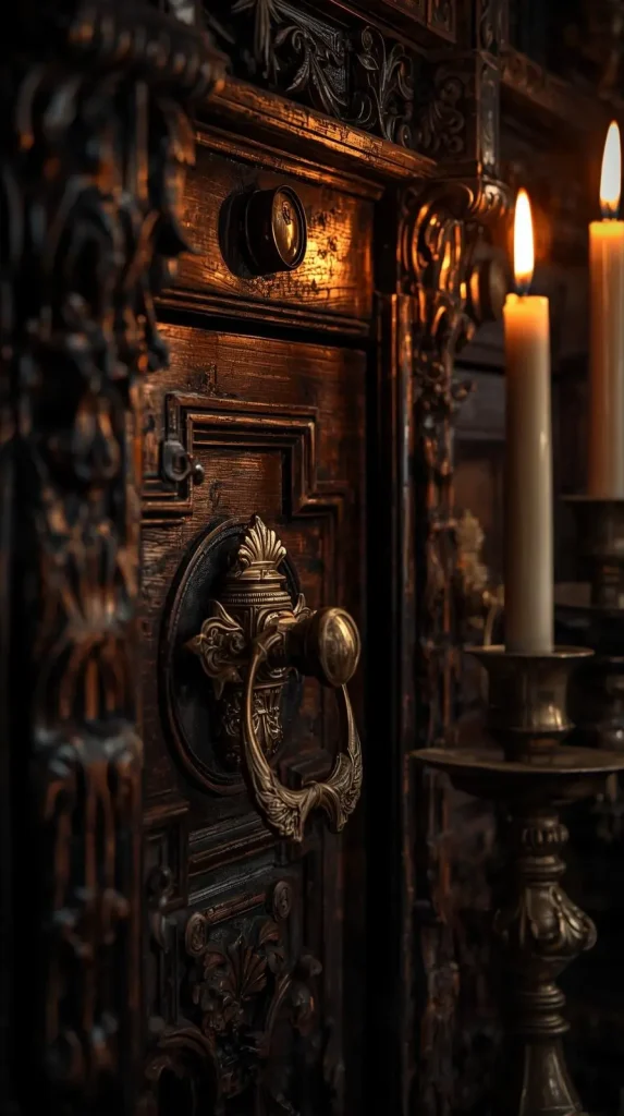 20 Gothic Home Decor Ideas | Darkly Elegant Ways to Style Your Space 17 Brass & Aged Metal Hardware