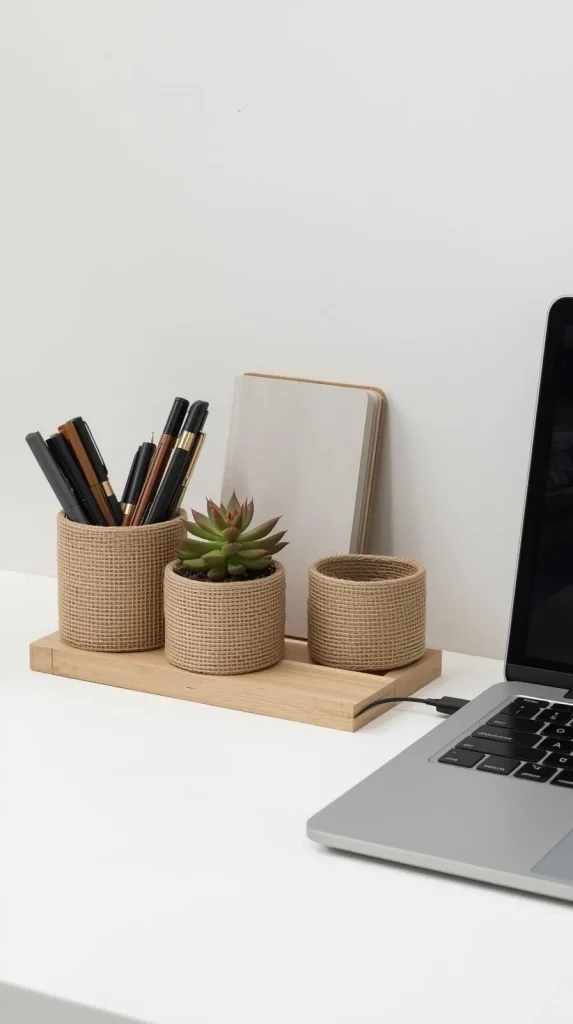 25 DIY Home Decor Aesthetic Ideas – Creative & Cozy Home Transformations 17 . DIY Aesthetic Desk Organizer