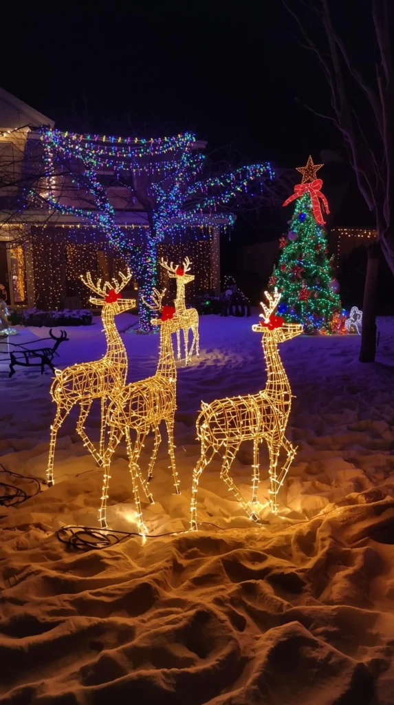 30 Best Christmas Home Decor outdoor Ideas for a Festive Look 17 Light-Up Reindeer Figures for Outdoor Magic