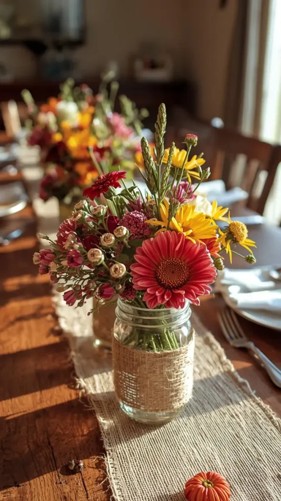 Mason Jar Flower Centerpieces