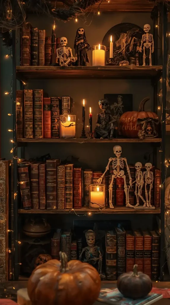 Skeleton Figurines on Shelves