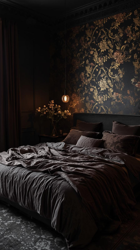 Accent Wall with Moody Wallpaper