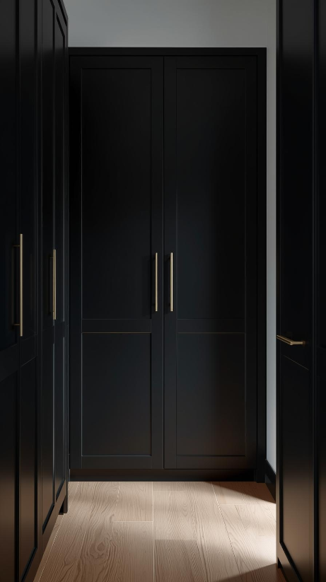 20 Dark Home Decor Ideas for Small Spaces | Cozy & Elegant Style 18 Black Storage Cabinets with Brass Handles