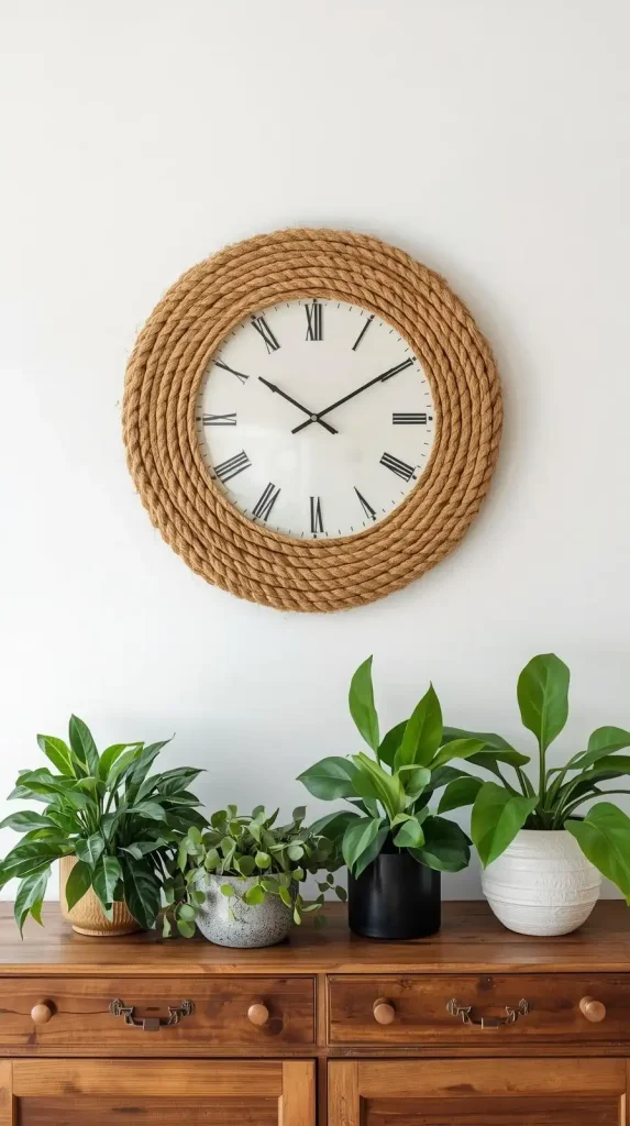 20 Jute Crafts DIY Home Decor | Eco-Friendly & Budget-Friendly Ideas 18 Jute Wall Clock Frame