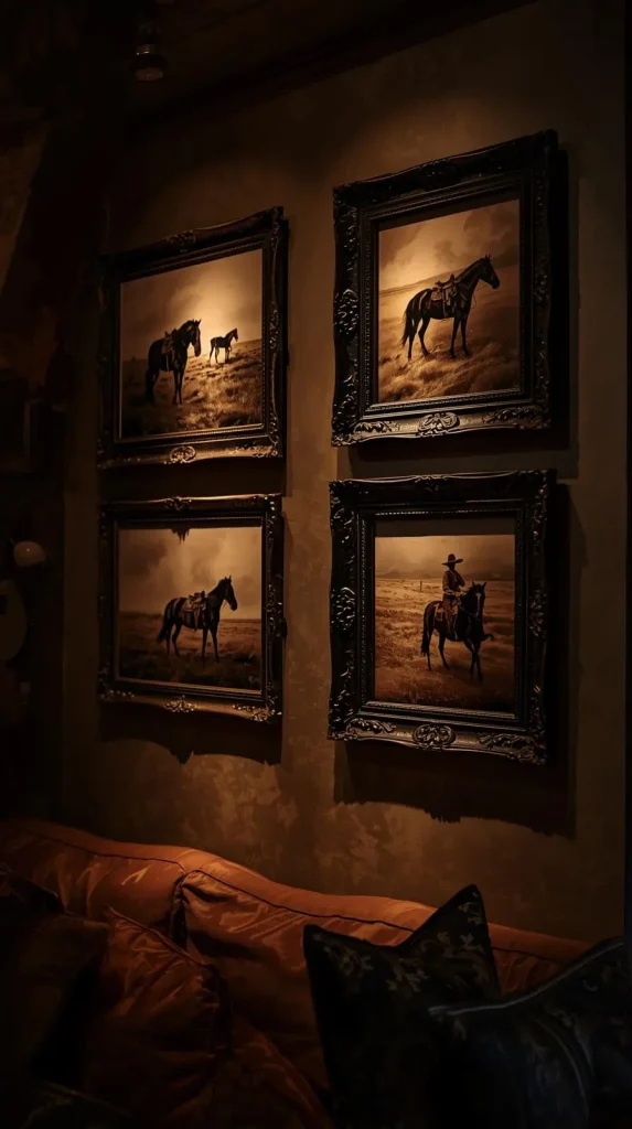 18 Classy Western Home Decor | Elegant Ranch-Style Ideas 18 Neutral Artwork Gallery Wall