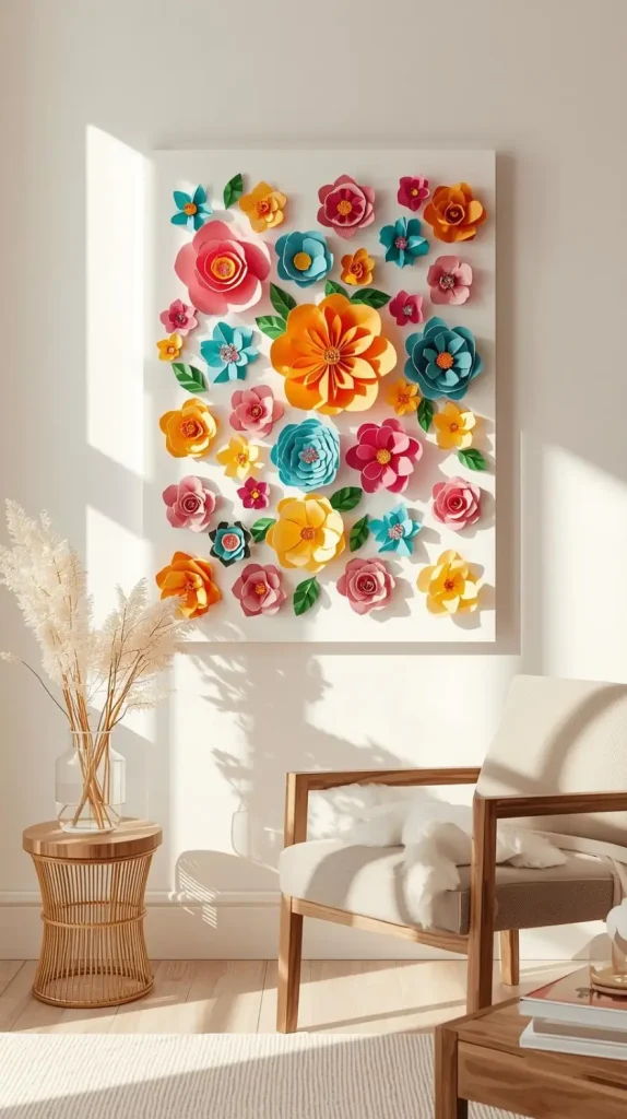 25 DIY Home Decor Ideas | Easy, Creative & Affordable Projects 18 Paper Flower Wall Art
