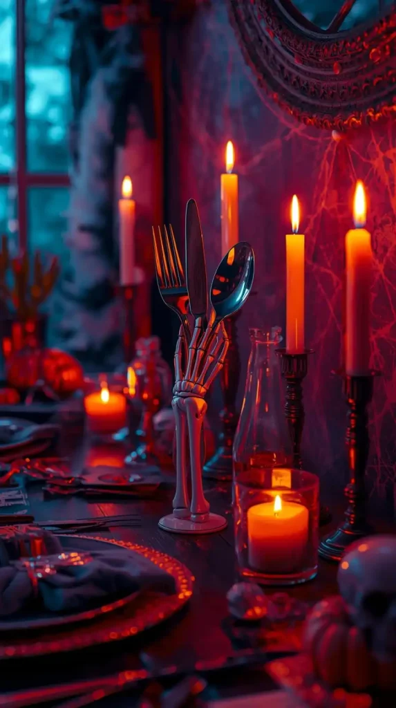23 Best Halloween Home Decor Kitchen Ideas for a Spooky-Chic 2025 18 Skeleton-Themed Utensil Holder