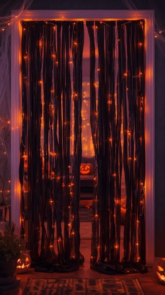 18 Best Halloween Home Decor Indoor On A Budget Ideas 18 Trash Bag Curtains for a Haunted Look