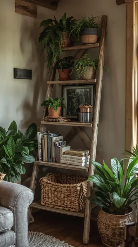 20 DIY Home Decor Easy Ideas – Simple & Beautiful Ways to Refresh Your Space 18 Wooden Ladder Shelf