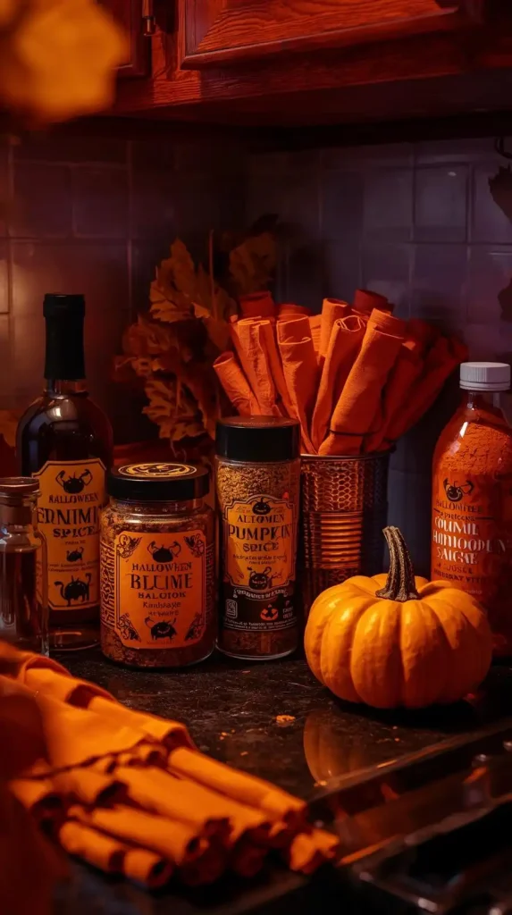 23 Best Halloween Home Decor Kitchen Ideas for a Spooky-Chic 2025 19 Pumpkin Spice Corner