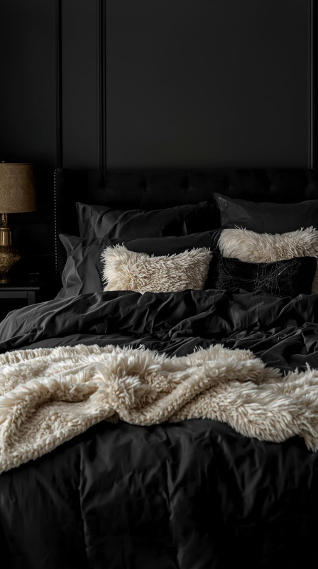 Dark Bedding with Light Accents