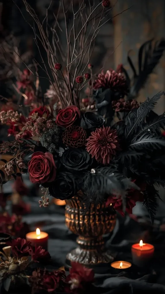 25 Halloween Home Decor Inspo for a Spooky, Stylish Season 20 Spooky Floral Centerpiece