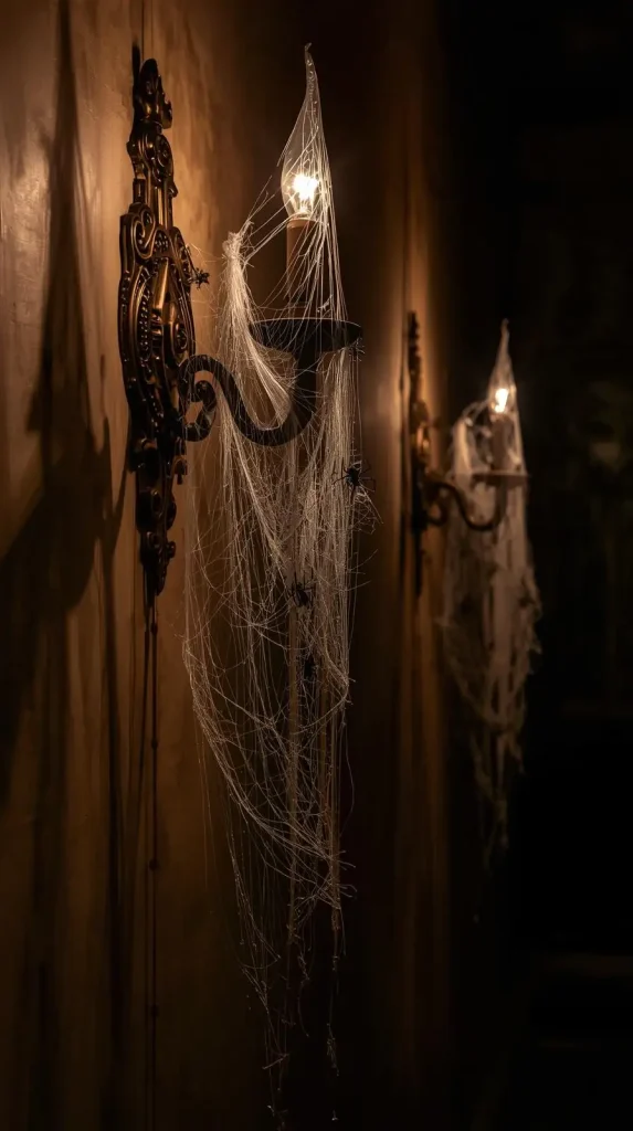 Cobweb Draped Sconces