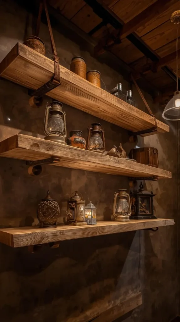 DIY Leather Strap Floating Shelves